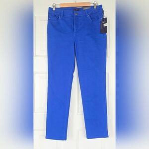 NWT $104 NYDJ Alisha Fitted Ankle Jeans Womens Size 12 Royal Blue Style  # 32610